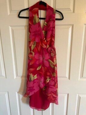 Red Floral Halter Dress